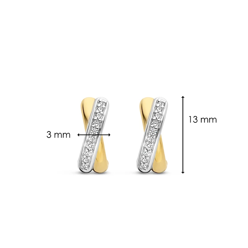 Crossover Golden Pave Huggie Earrings