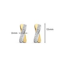 Crossover Golden Pave Huggie Earrings