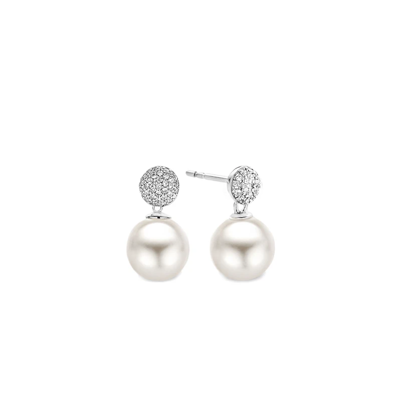 Pearl and Pave Drop Earrings