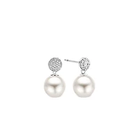 Pearl and Pave Drop Earrings
