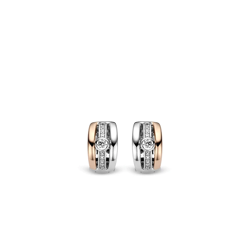 Triple Band Rose Huggie Earrings