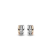 Triple Band Rose Huggie Earrings