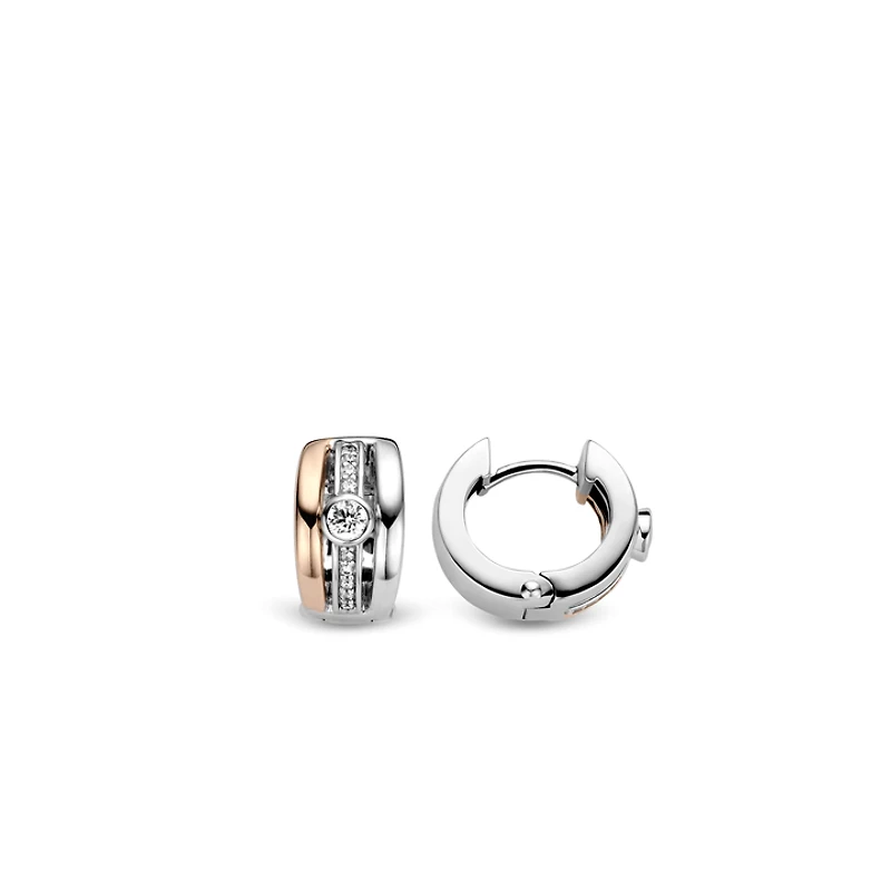 Triple Band Rose Huggie Earrings