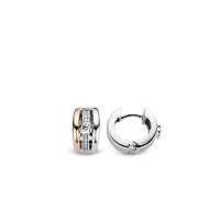Triple Band Rose Huggie Earrings