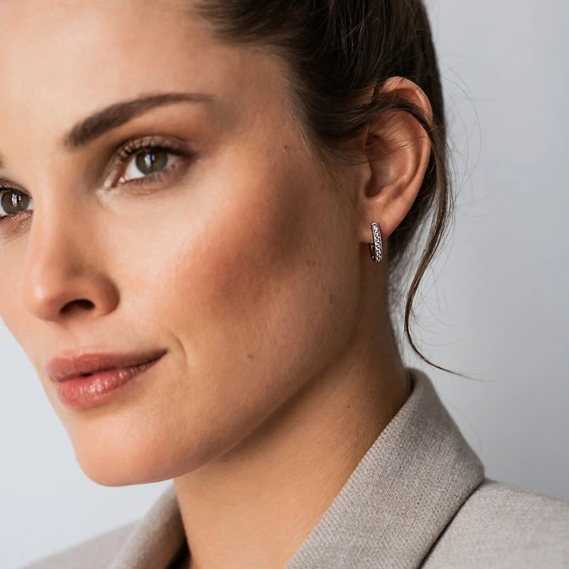 Oval Huggie Pave Earrings