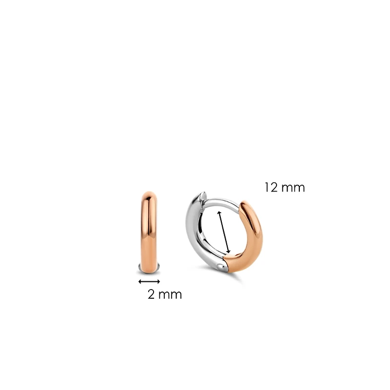 Basic 12MM Rose/Silver Huggie Earrings