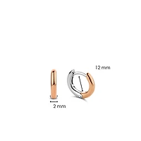 Basic 12MM Rose/Silver Huggie Earrings