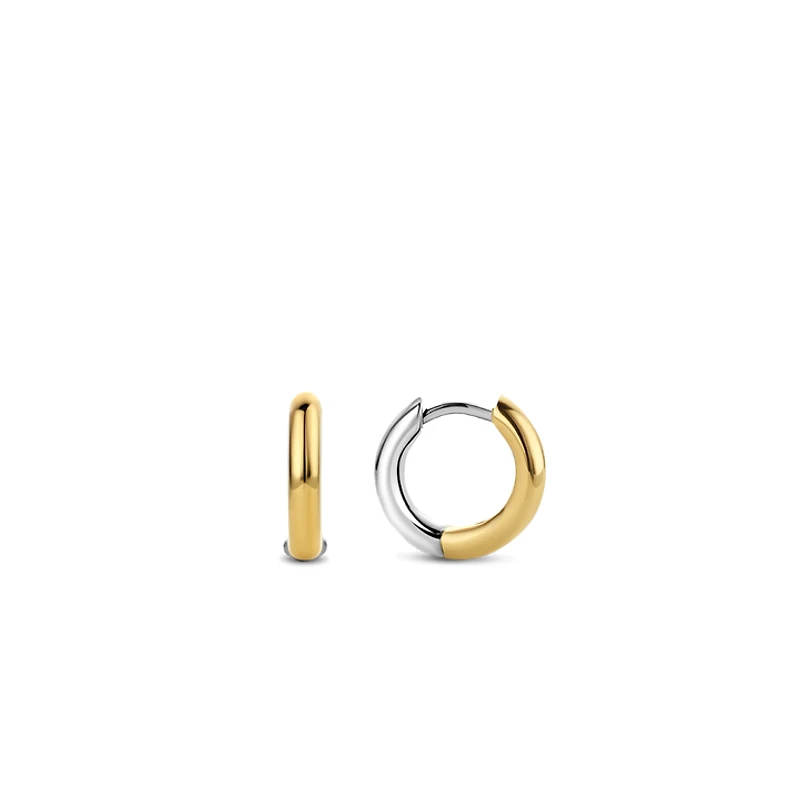 Basic 12MM Yellow/Silver Huggie Earrings