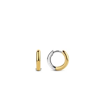 Basic 12MM Yellow/Silver Huggie Earrings