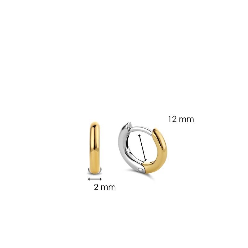 Basic 12MM Yellow/Silver Huggie Earrings