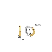 Basic 12MM Yellow/Silver Huggie Earrings