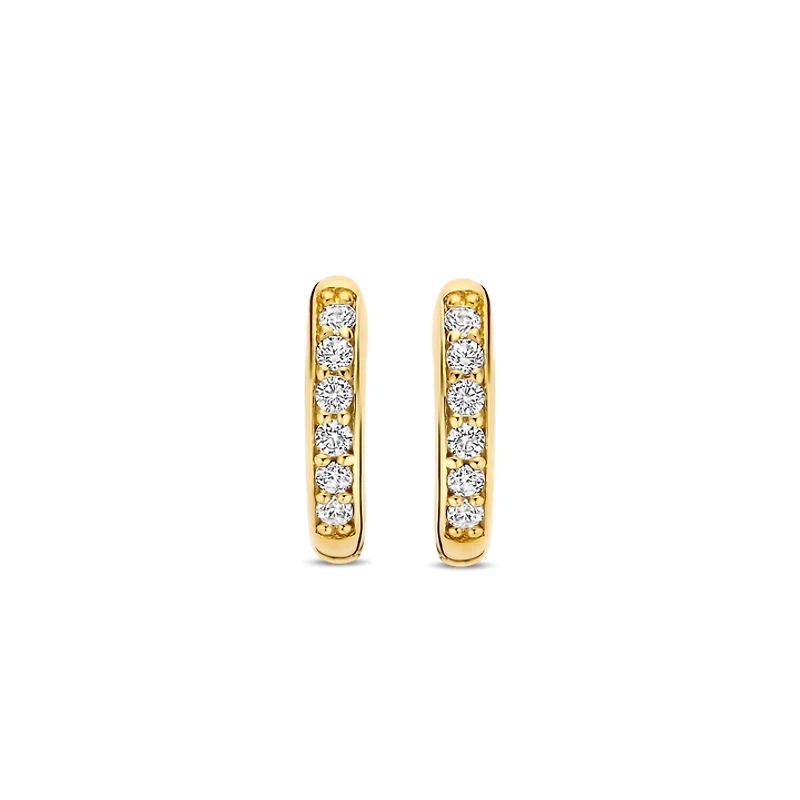 Basic 12MM Golden Pave Huggie Earrings