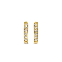 Basic 12MM Golden Pave Huggie Earrings