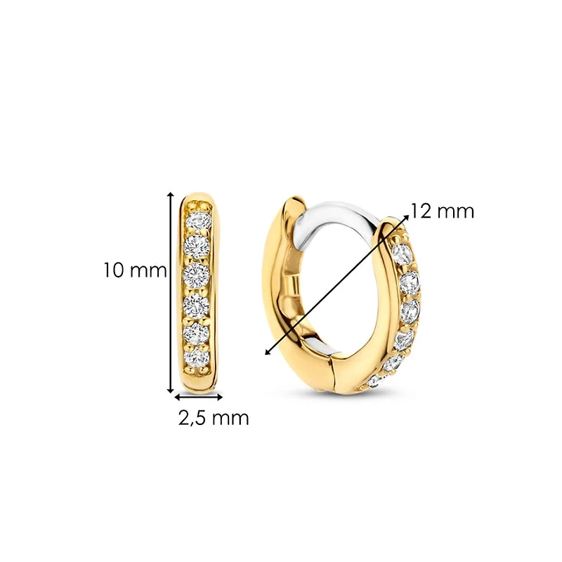 Basic 12MM Golden Pave Huggie Earrings