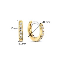 Basic 12MM Golden Pave Huggie Earrings