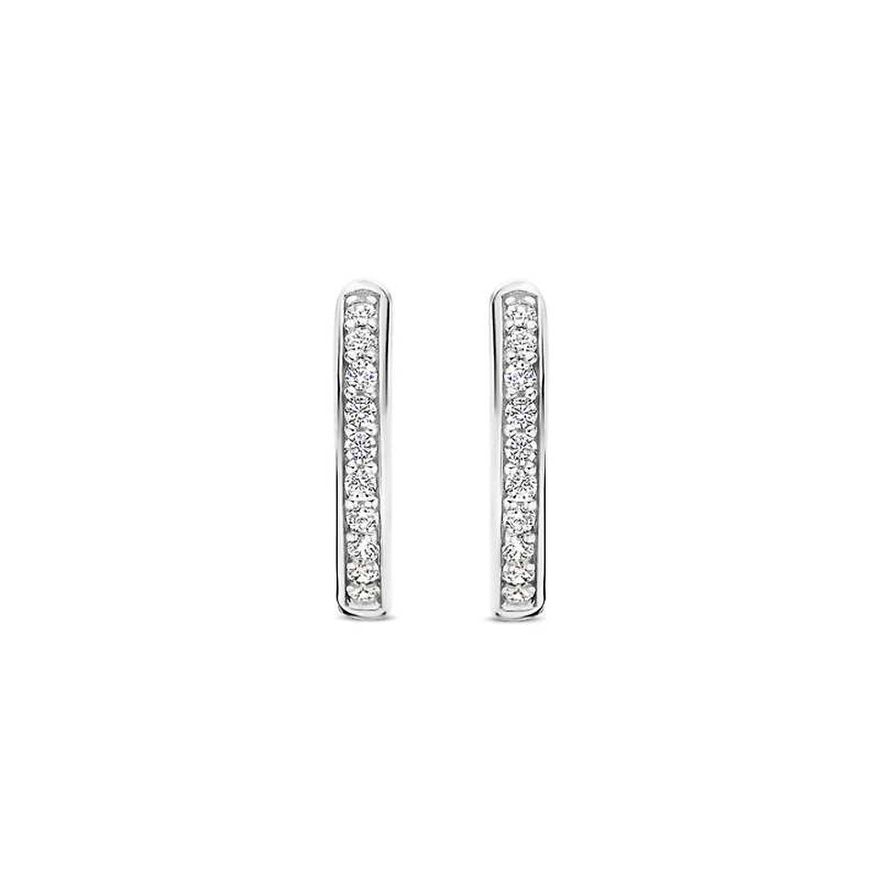 Basic 14MM Silver Sparkle Huggie Earrings
