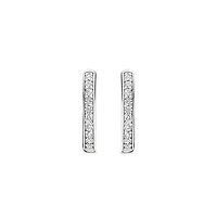 Basic 14MM Silver Sparkle Huggie Earrings