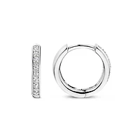 Basic 14MM Silver Sparkle Huggie Earrings