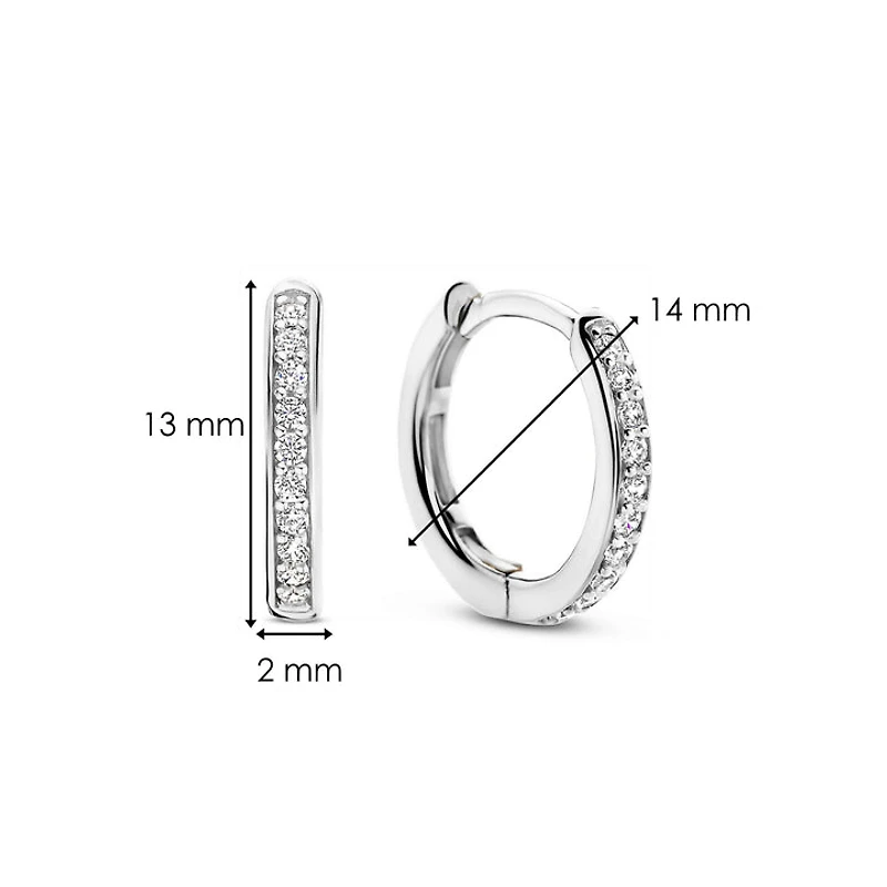Basic 14MM Silver Sparkle Huggie Earrings