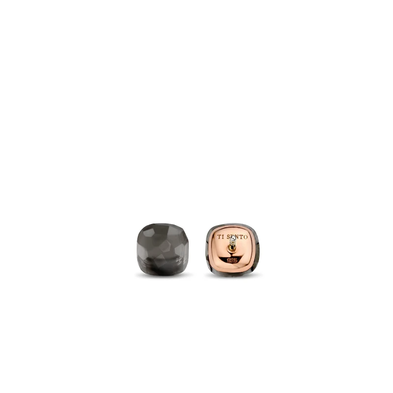 Grey and Rose Cushion Stud Earrings