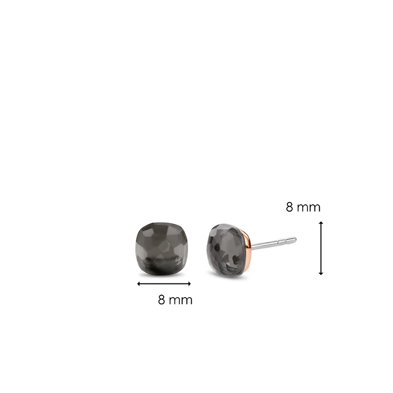 Grey and Rose Cushion Stud Earrings