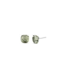 Green Faceted Stud Earrings