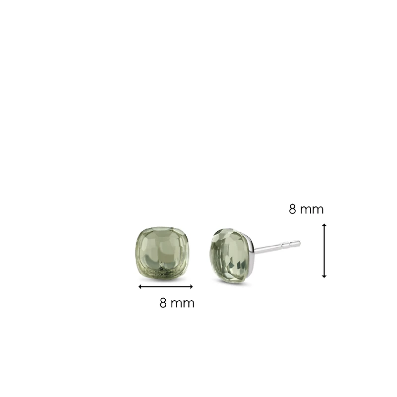 Green Faceted Stud Earrings
