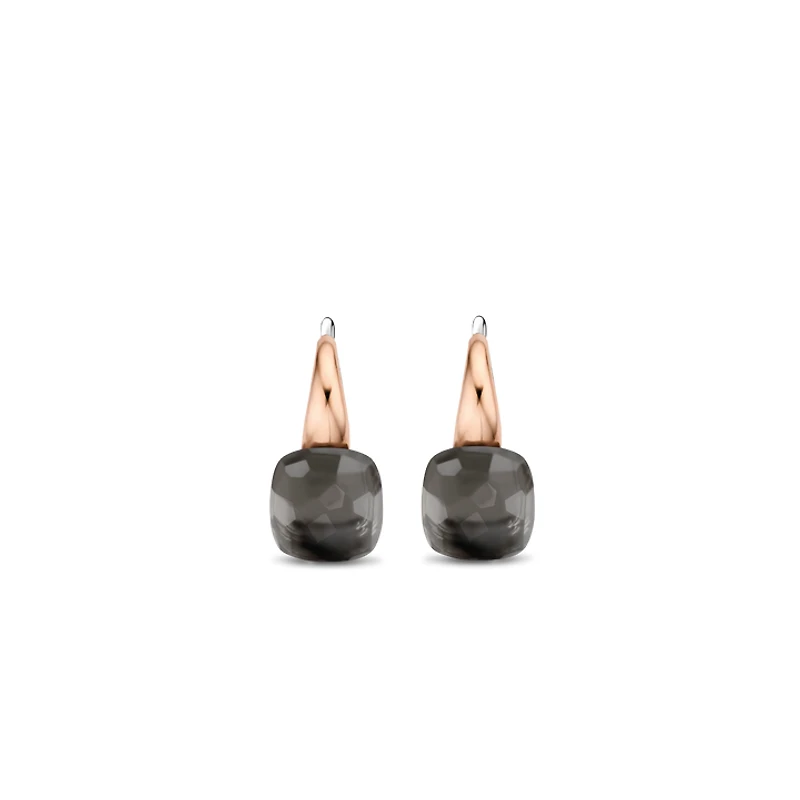 Faceted Cushion Grey Earrings