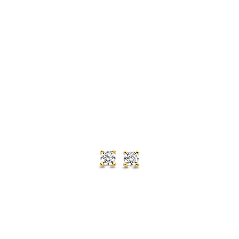 Basic 4MM Zirconia Golden Stud Earrings