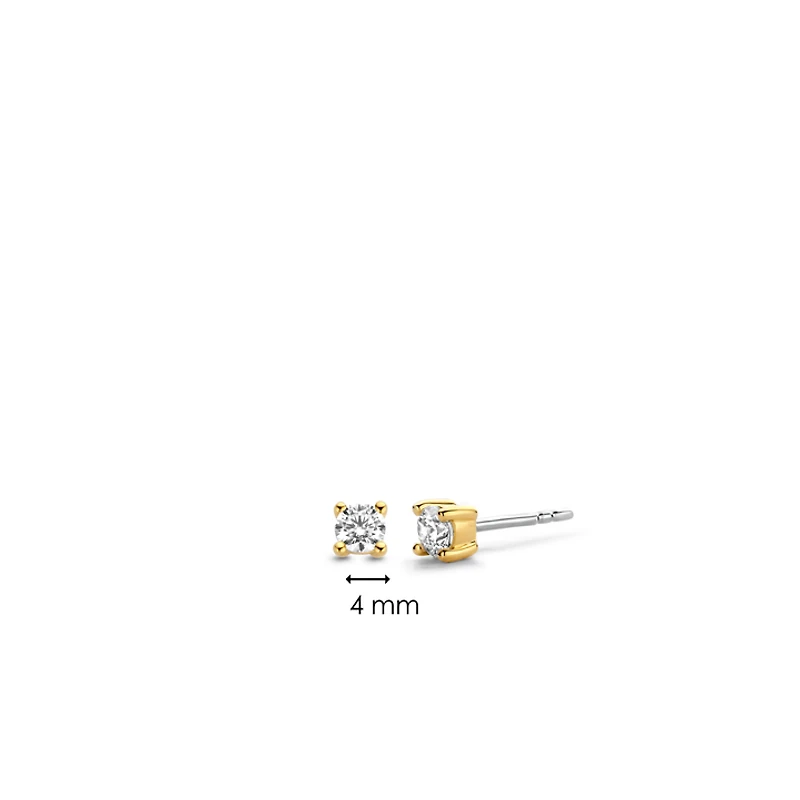 Basic 4MM Zirconia Golden Stud Earrings