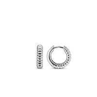 Ribbed Skinny Silver Huggie Earrings