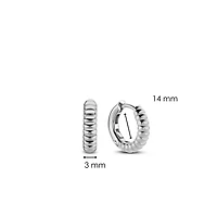 Ribbed Skinny Silver Huggie Earrings