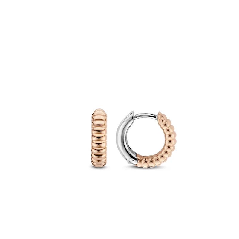 Ribbed Skinny Rose Huggie Earrings