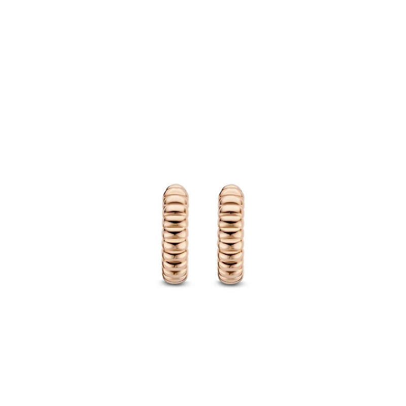 Ribbed Skinny Rose Huggie Earrings