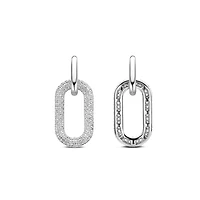 Silver Pave Link Earrings