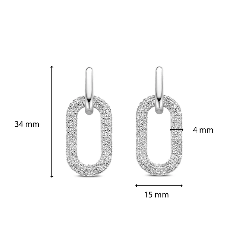 Silver Pave Link Earrings