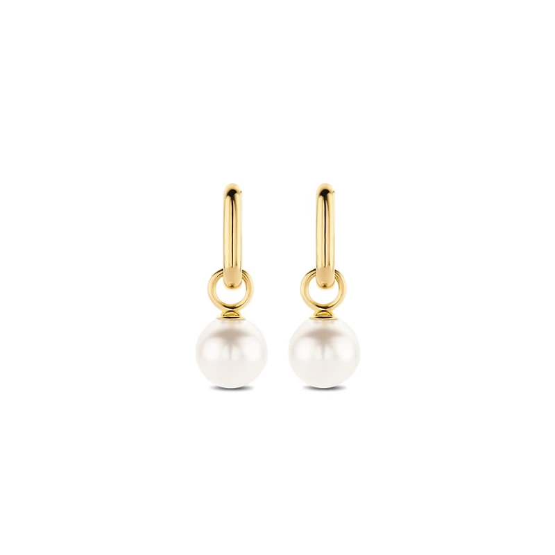 Golden Link Pearl Charm Earrings