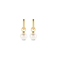 Golden Link Pearl Charm Earrings
