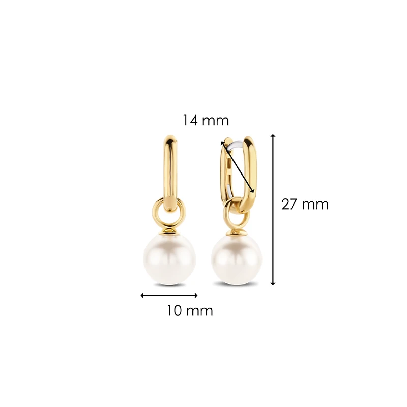 Golden Link Pearl Charm Earrings