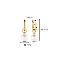 Golden Link Pearl Charm Earrings