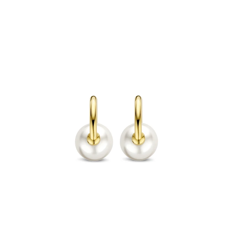 Golden Pearl Hoop Earrings