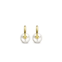 Golden Pearl Hoop Earrings