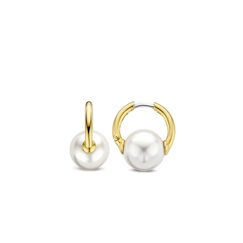 Golden Pearl Hoop Earrings