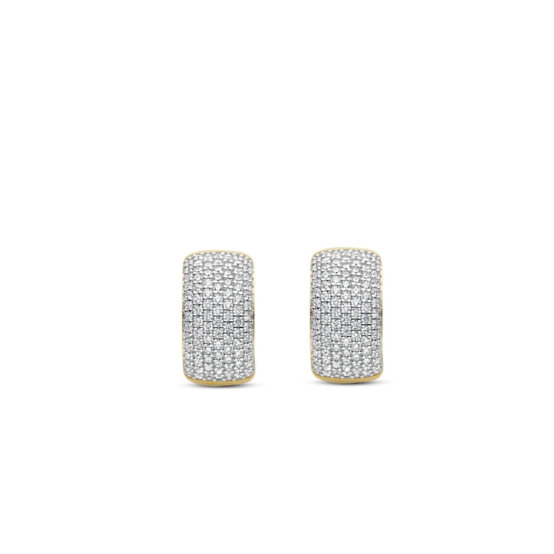 Classic Pave Two Tone Huggie Earrings