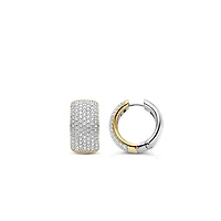 Classic Pave Two Tone Huggie Earrings
