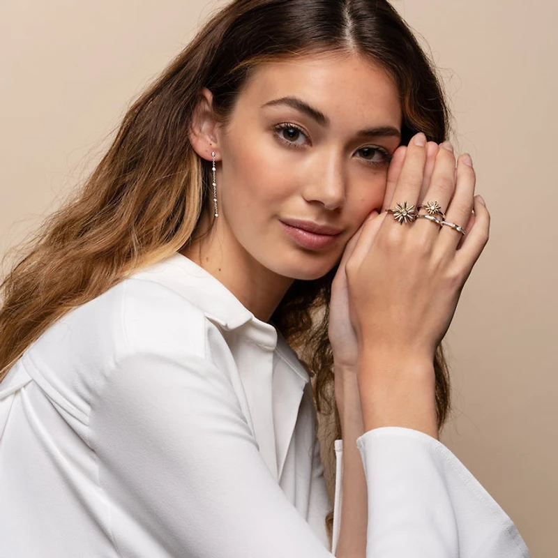 Bezel Drop Linear Earrings