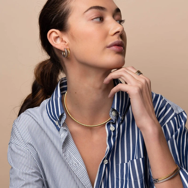Braid 19mm Hoop Golden Earrings