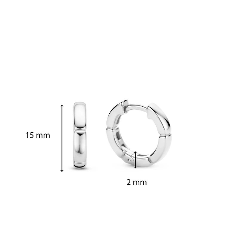 Silver Link 15MM Huggie Earrings