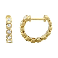 Bezel Diamond 10MM Huggie Earrings