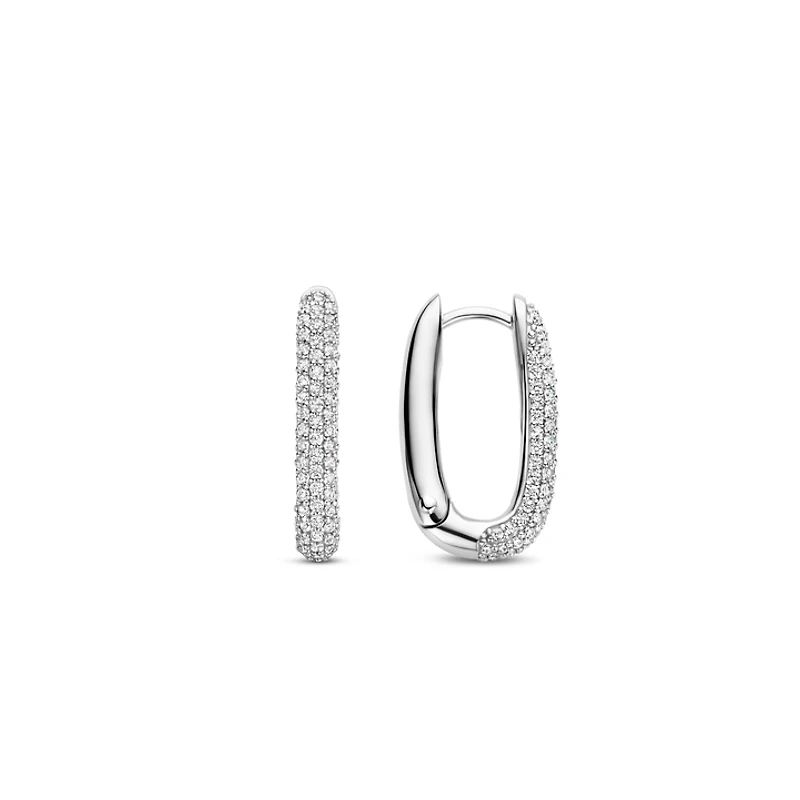 Oval 16MM Pave Huggie Earrings